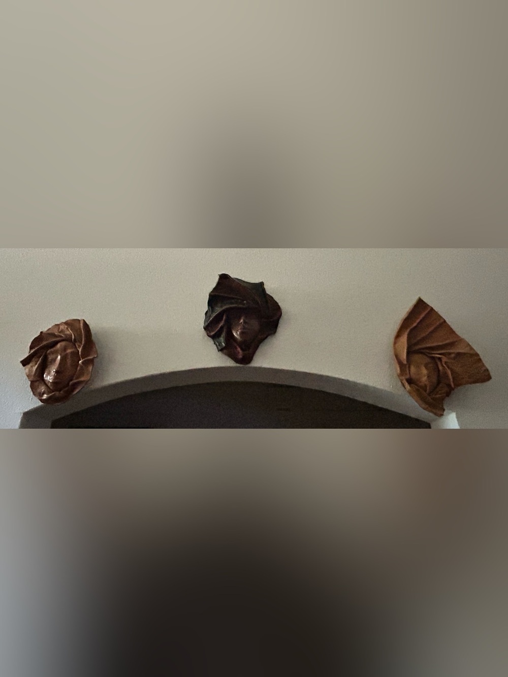 Vintage 90s African Decor Handmade Leather Molded Face Masks Black Brown & Camel
